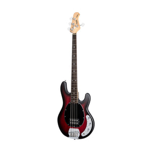 Sterling S.U.B Series RAY4 4-String Electric Bass Guitar, Jatoba FB, Red Ruby Burst Satin (ST-RAY4-RRBS-J1)