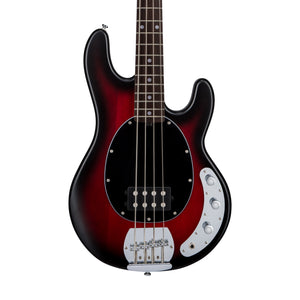 Sterling S.U.B Series RAY4 4-String Electric Bass Guitar, Jatoba FB, Red Ruby Burst Satin (ST-RAY4-RRBS-J1)