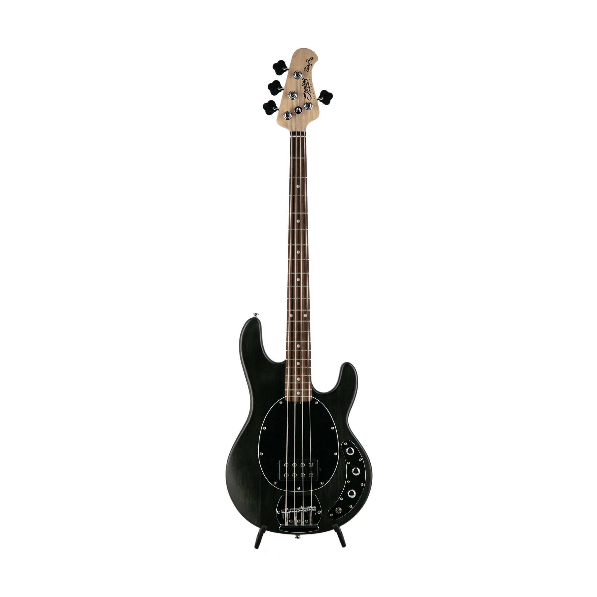 Sterling S.U.B Series RAY4 4-String Electric Bass Guitar, Jatoba FB, Trans Black Satin