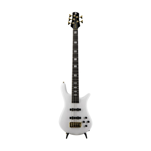 Spector Euro 5-String Classic Electric Bass Guitar w/Gold Hardware, Solid White Gloss
