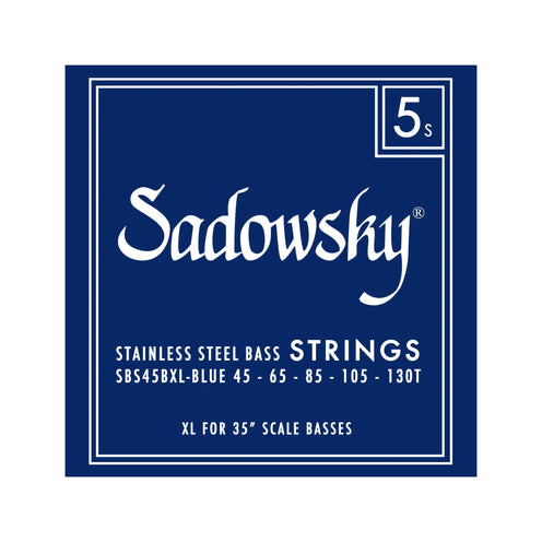 Sadowsky Blue Label Stainless Steel Extra Long 5-String Bass String Set, 045-130
