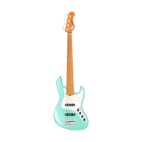 Sadowsky MetroExpress 21-fret Vintage JJ 5-String Bass Guitar, Maple FB, Sage Green Metallic