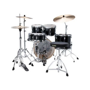 TAMA IP50H6W-HBK Imperialstar Drum 5-Piece Drum Kit w/Hardware+Throne, Hairline Black