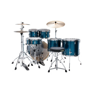 TAMA IP62H6W-HLB Imperialstar Drum 6-Piece Drum Kit w/Hardware+Throne, Hairline Blue
