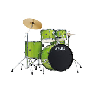 TAMA ST50H6C-LGS Stagestar 5-Piece Drum Kit w/ Hardware+Throne+Cymbals, Lime Green Sparkle