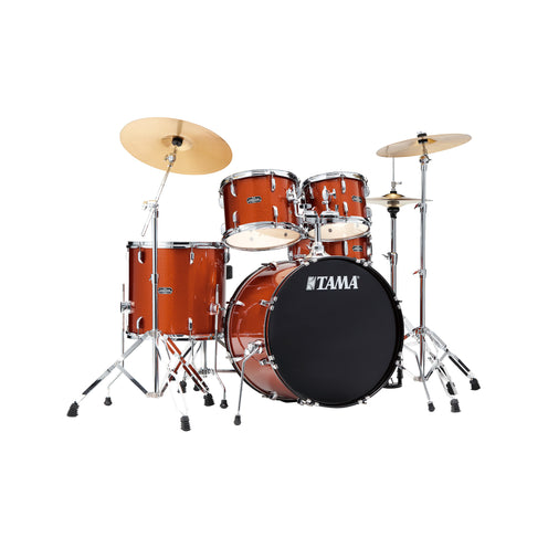 TAMA ST52H6-SCP Stagestar 5-Piece Drum Kit w/ Hardware+Throne, Scorched Copper Sparkle w/ Meinl HCS Cymbals Bundle