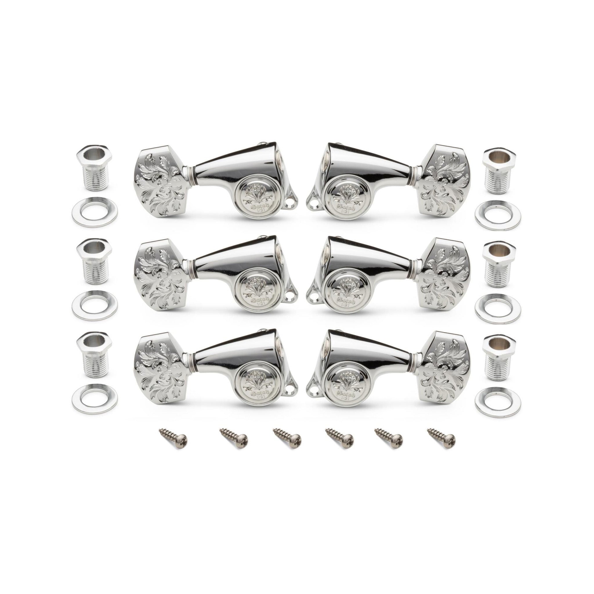 Taylor Gotoh Luxury Acoustic Guitar Tuners, 1:21, 6-String, Polished Chrome