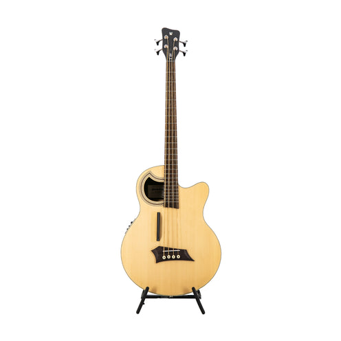 Warwick RockBass Alien Deluxe Hybrid Thinline 4-String Bass Guitar, Natural Transparent Satin