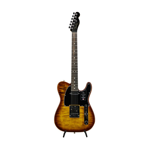Fender Limited Edition American Ultra Telecaster Electric Guitar, Ebony FB, Tiger, US2306XXXX