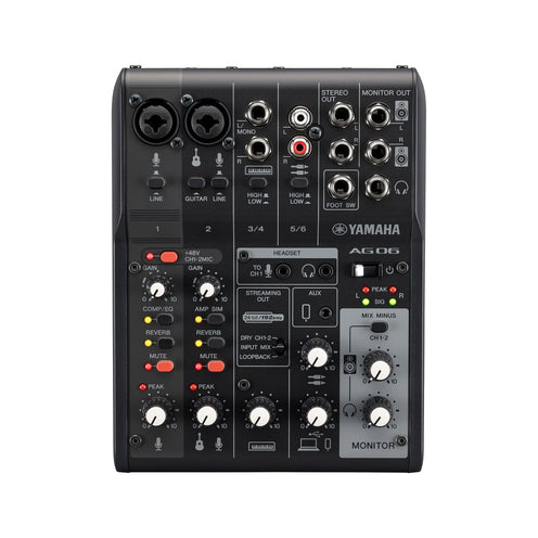 Yamaha AG06MK2 6-channel Mixer and USB Audio Interface, Black