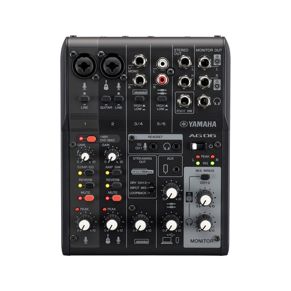 Yamaha AG06MK2 6-channel Mixer and USB Audio Interface, Black