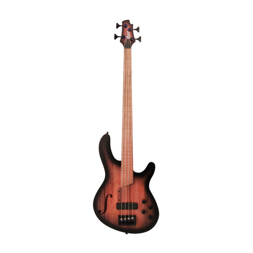 Cort Artisan B4FL MHPZ Fretless Bass Guitar, Open Pore Trans Black