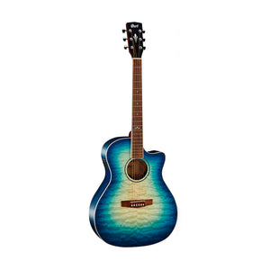 Cort GA-QF-CBB Maple Top Acoustic Guitar w/Bag, Coral Blue Burst