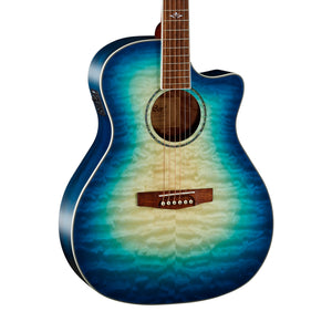 Cort GA-QF-CBB Maple Top Acoustic Guitar w/Bag, Coral Blue Burst