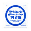 D'Addario PL010 Plain Steel Singles, .010