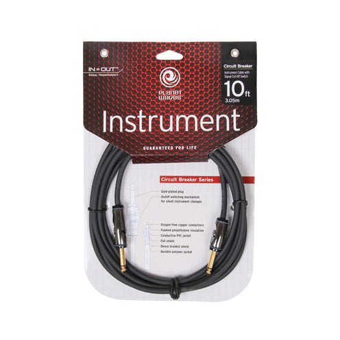 D'Addario PW-AG-10 10' Circuit Breaker Instrument Cable, Straight