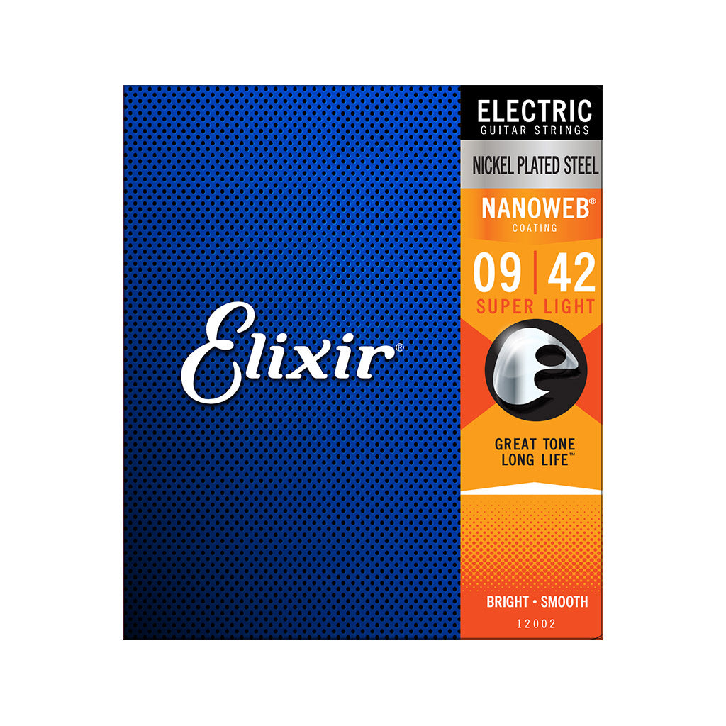 Elixir 12002 Nanoweb Electric Guitar Strings, Super Light, 9