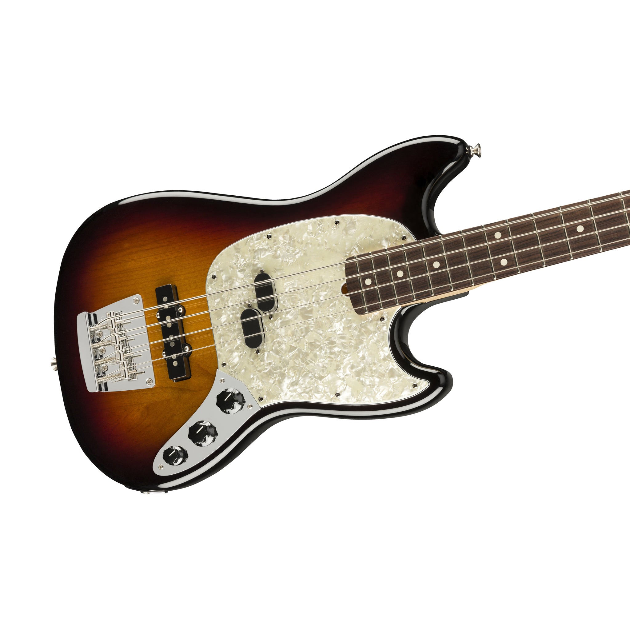 Fender American Performer Mustang Bass Guitar, RW FB, 3-Tone