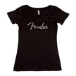 Fender Sequinned Logo Ladies T-Shirt, Black