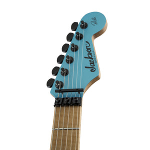 Jackson USA Signature Phil Collen PC1 Matte Electric Guitar, Caramelized Flame Maple FB, Matte Blue