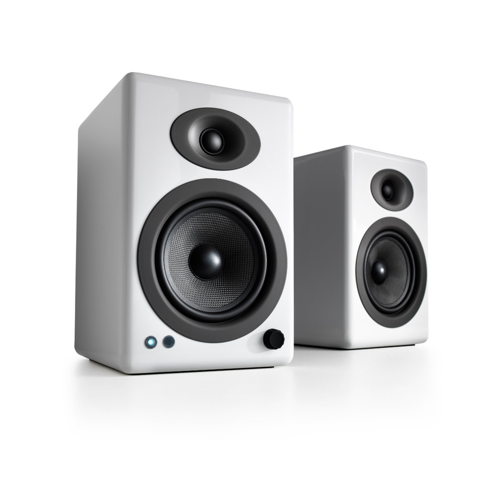 Audioengine A5+ Wireless Bluetooth Powered Bookshelf Speakers, Hi-Gloss White (Pair)