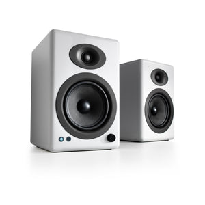 Audioengine A5+ Wireless Bluetooth Powered Bookshelf Speakers, Hi-Gloss White (Pair)