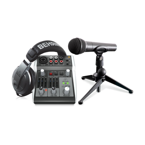 Behringer PODCASTUDIO 2 USB Podcasting Bundle w/ Mixer, Mic, and Headphones
