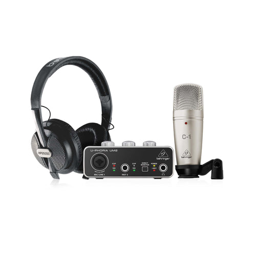 Behringer U-PHORIA Studio Recording/Podcasting Bundle w/ Interface, Mic, and Headphones