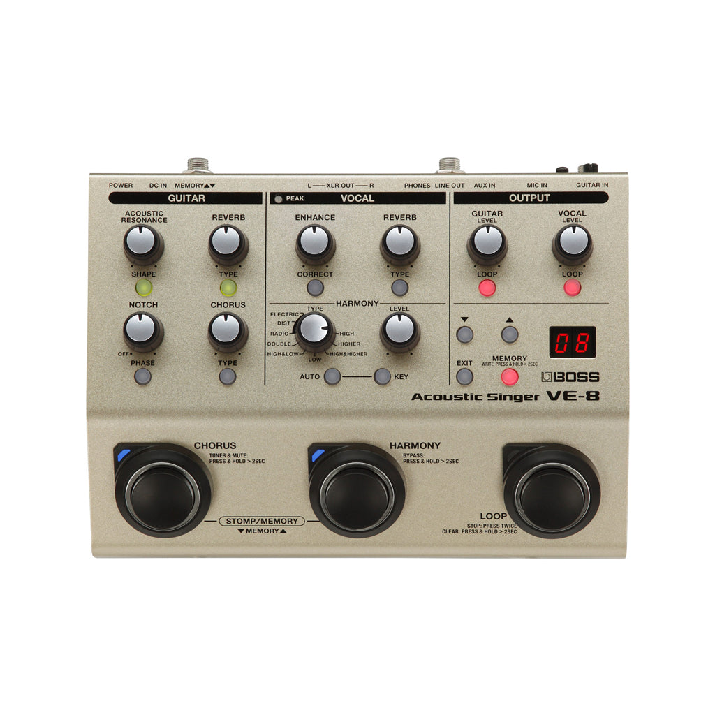 boss vocal harmony pedal BOSS VE-8 Acoustic Singer Vocal & Guitar Processor Pedal – Swee Lee Singapore