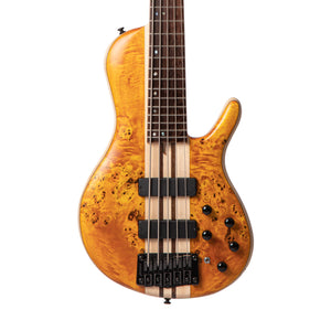 Cort A5-Plus-SC-AOP Electric Bass Guitar w/Case, Amber Open Pore