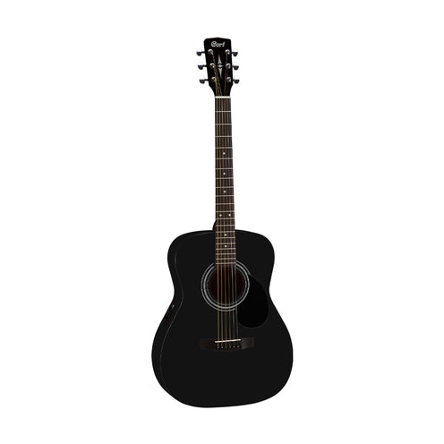 Cort AF510E-BKS Acoustic/Electric Guitar w/Bag, Black Satin