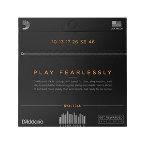 D'Addario CGT10 Cable & NYXL1046 Nickel Wound Electric Guitar Strings Bundle, 10-46