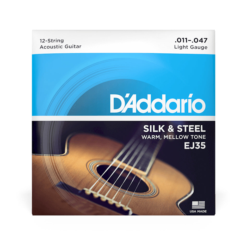 D'Addario EJ35 Silk and Steel 12-String Acoustic Guitar Strings, Light, 11-47