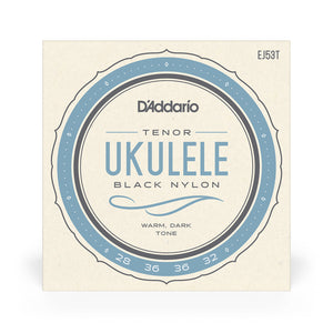 D'Addario EJ53T Tenor Ukulele Hawaii Strings, Black Nylon