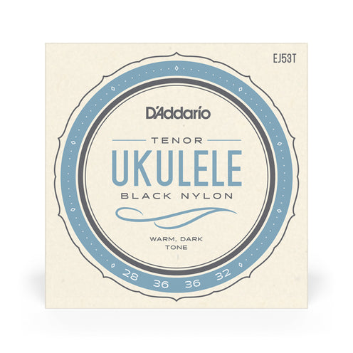D'Addario EJ53T Tenor Ukulele Hawaii Strings, Black Nylon