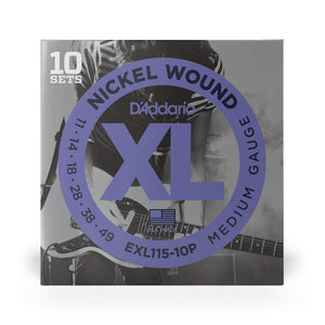 D'Addario EXL115-10P Propack Nickel Wound Electric Guitar Strings, Blues/Jazz, 10 Sets