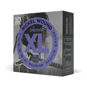 D'Addario EXL115-10P Propack Nickel Wound Electric Guitar Strings, Blues/Jazz, 10 Sets
