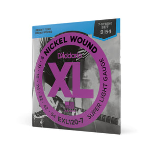 D'Addario EXL120-7 Nickel Wound Electric Guitar Strings, 7-String, Super Light, 9-54
