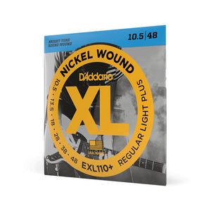 D'Addario EXL110+ Nickel Wound Electric Guitar Strings, Regular Light Plus, 10.5-48