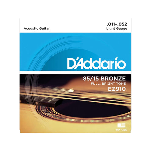 D'Addario EZ910 85/15 Bronze Acoustic Guitar Strings, Light, 11-52