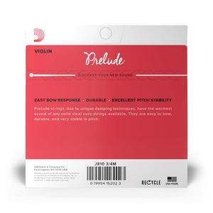 D'Addario J813 3/4M Prelude Violin Single String, D, 3/4 Medium