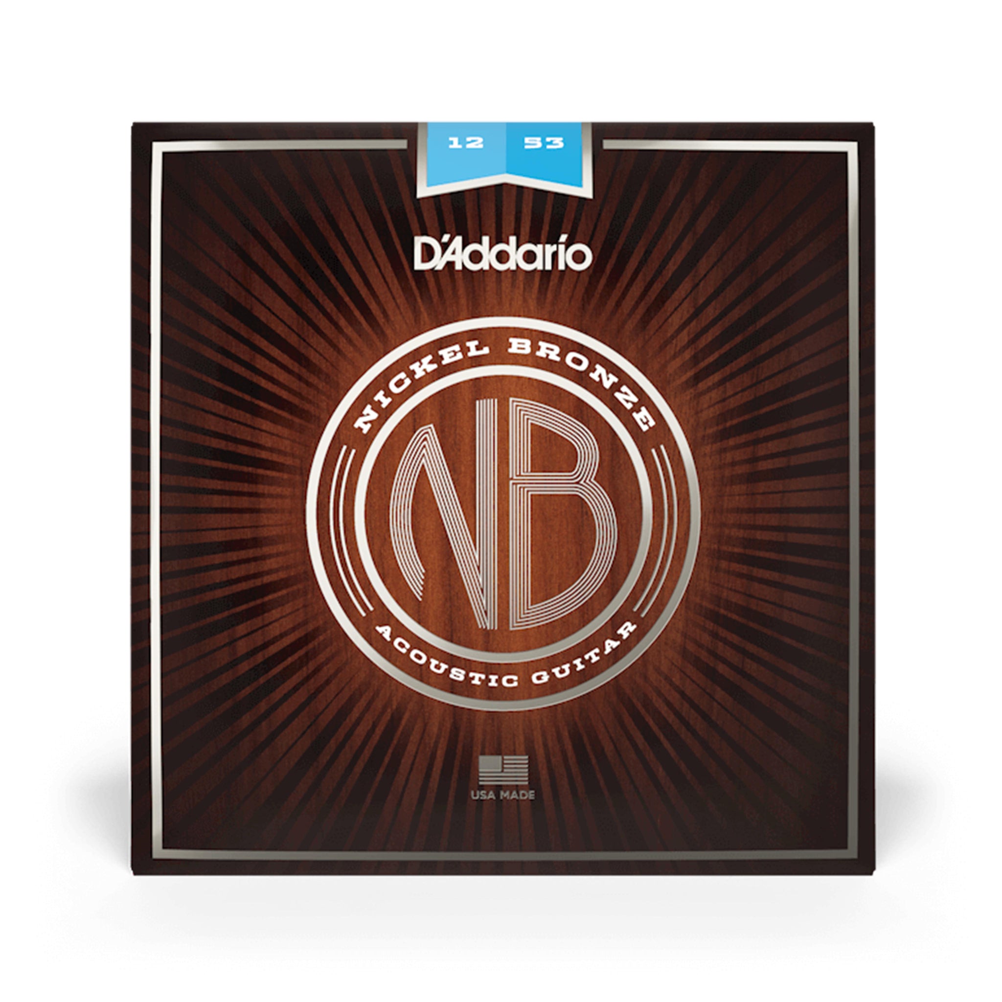 D'Addario NB1253 Nickel Bronze Acoustic Guitar Strings, Light, 12-53