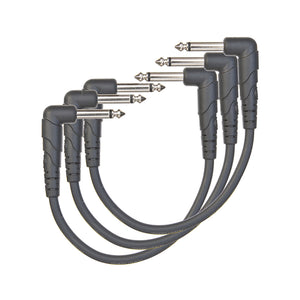 D'Addario PW-CGTP-305 6 Inch Classic Series Mono 1/4 Inch Right Angle Patch Cable, 3 Pack