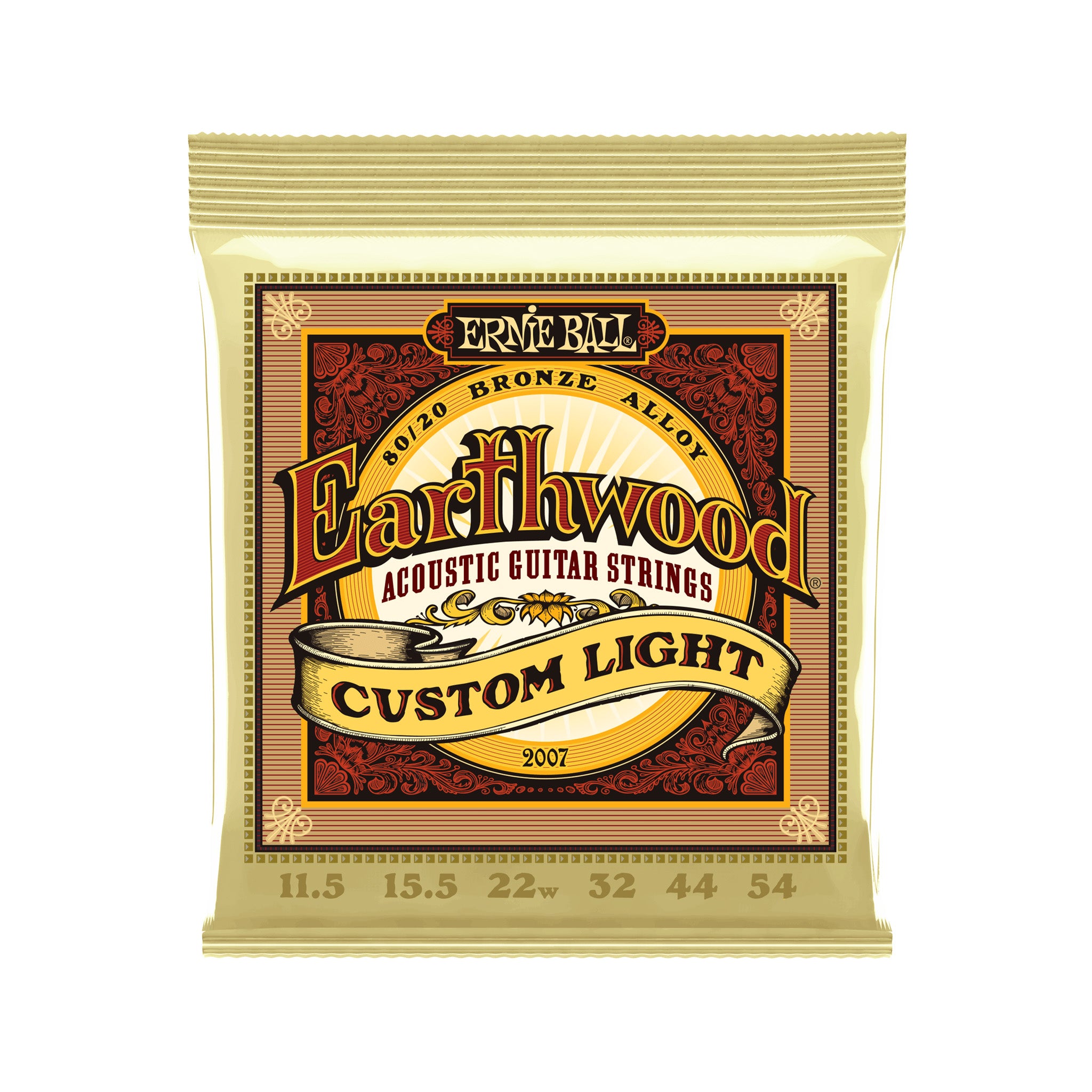 Ernie Ball Earthwood Light 80/20 Bronze Acoustic Guitar Strings, 11.5-54
