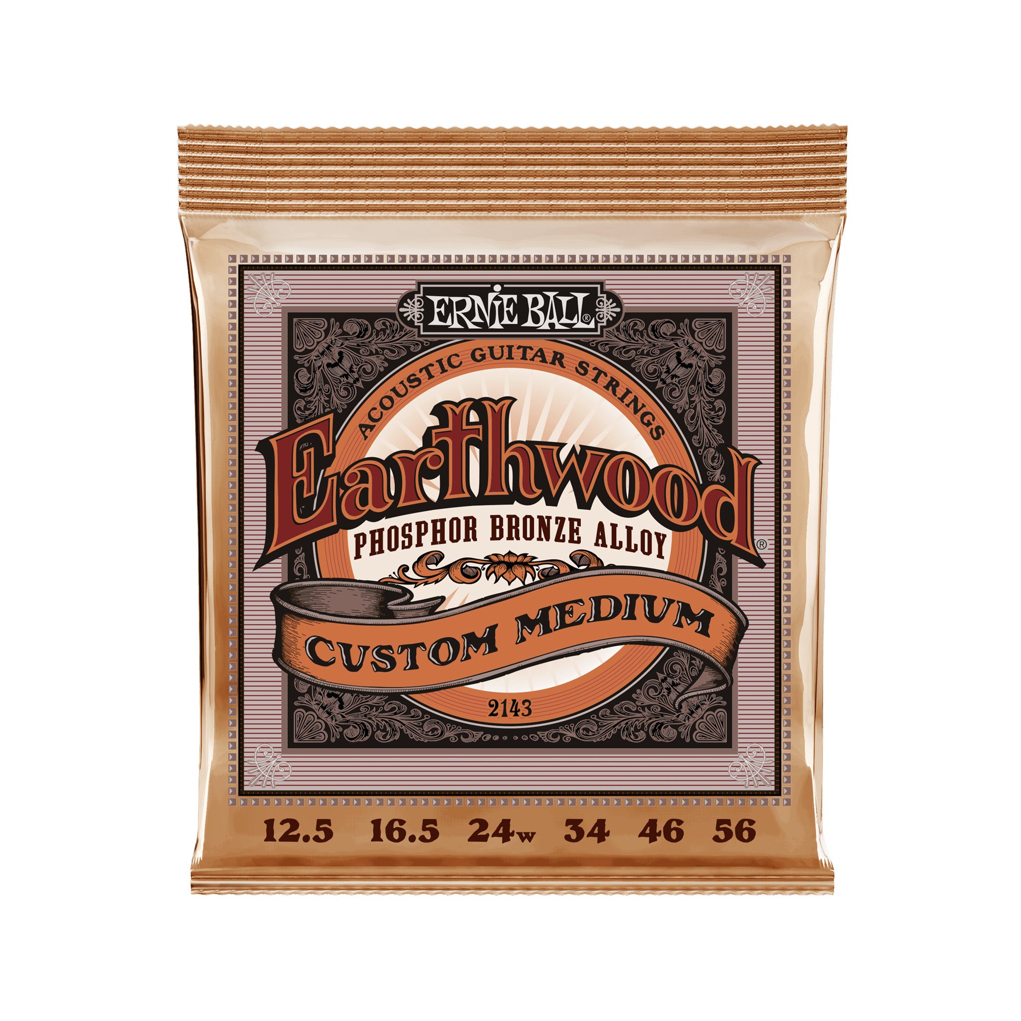 Ernie Ball Earthwood Medium Phosphor Bronze Acoustic Guitar Strings, 12.5-56