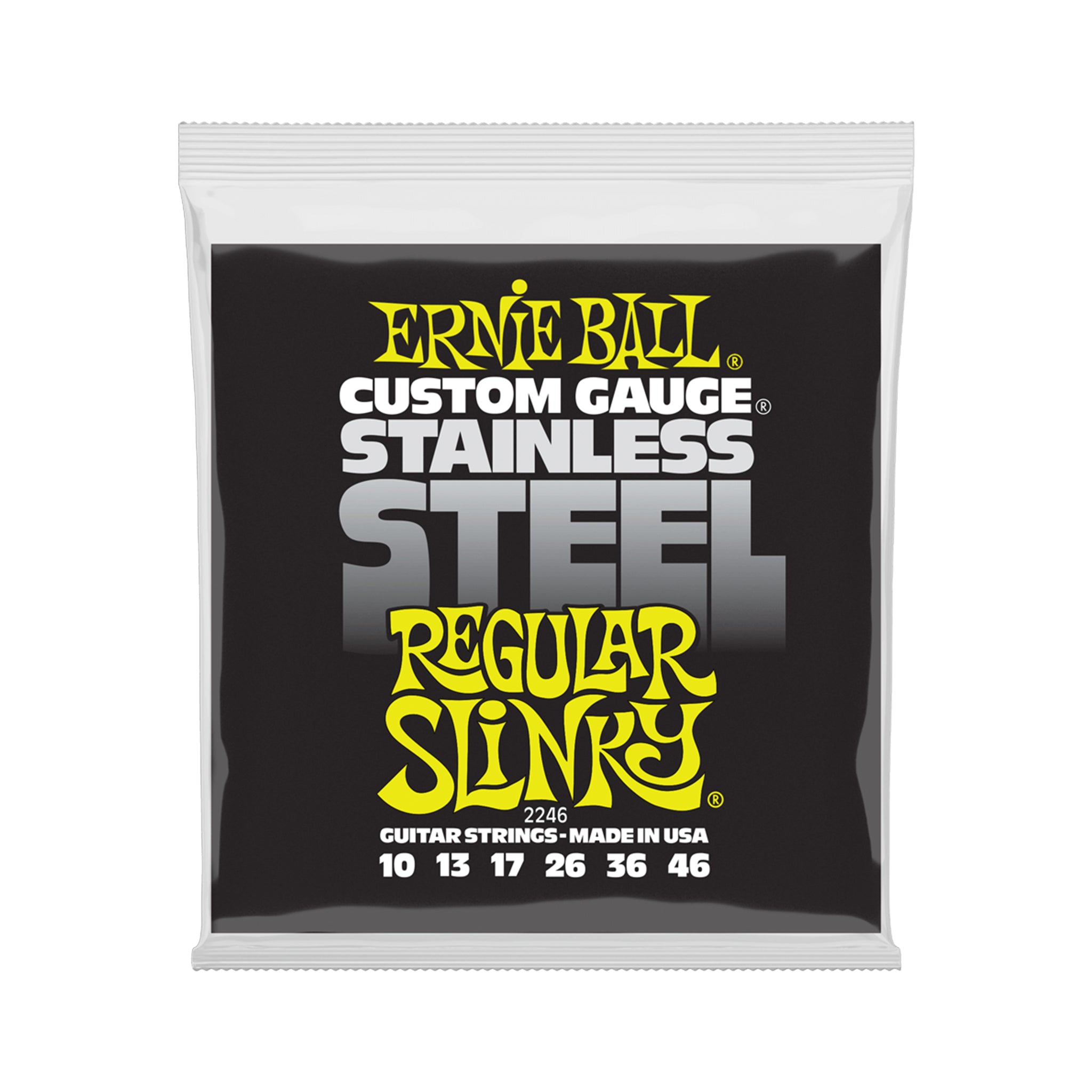 Ernie Ball Regular Slinky Stainless Steel Wound Electric Guitar Strings, 10-46