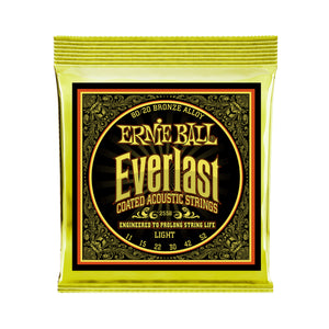 Ernie Ball Everlast Light Coated 80/20 Bronze Acoustic Guitar Strings, 11-52