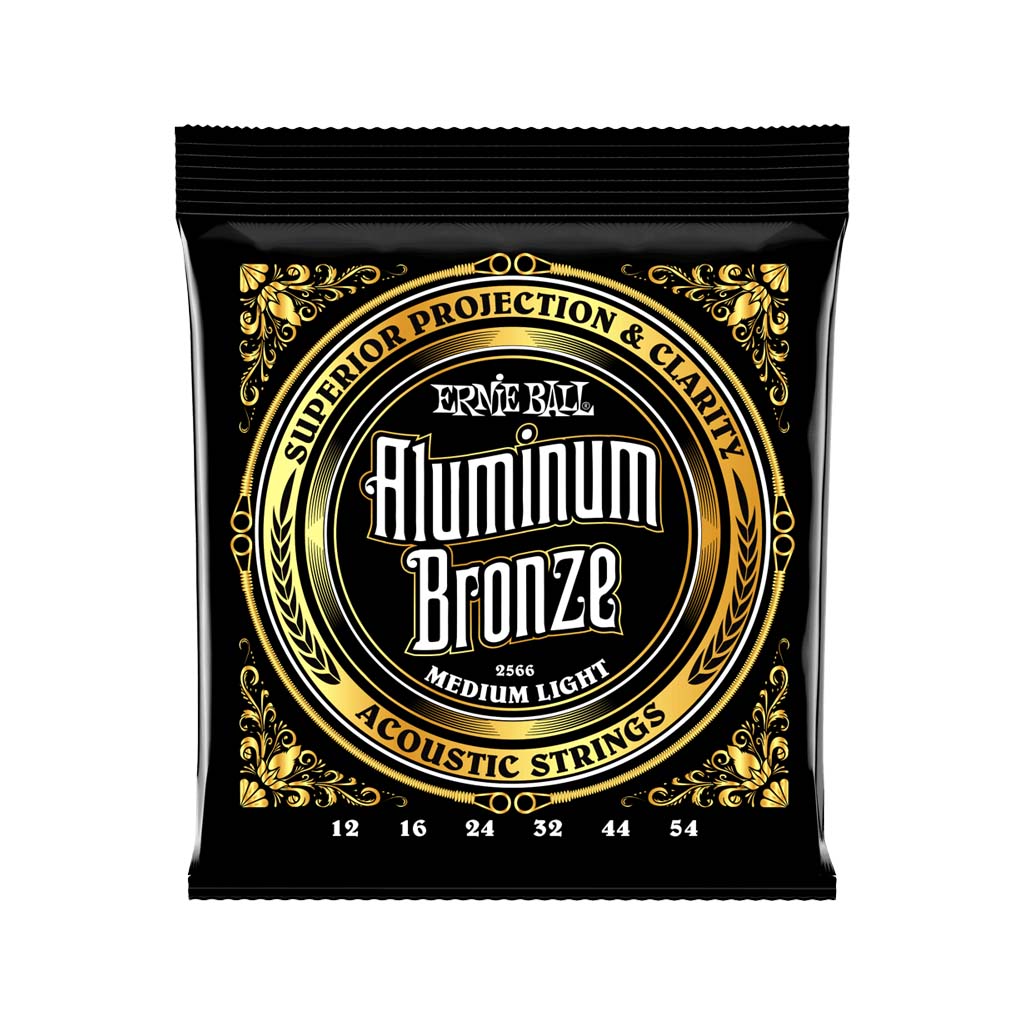 Ernie Ball Medium Light Aluminum Bronze Acoustic Guitar Strings, 12-54