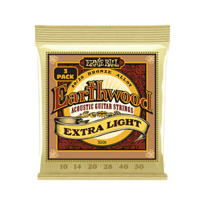 Ernie Ball Earthwood Extra Light 80/20 Bronze Acoustic Guitar Strings, 10-50, 3-Pack