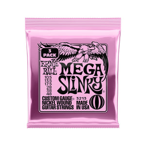 Ernie Ball Mega Slinky Nickel Wound Electric Guitar Strings, 10.5-48, 3-Pack